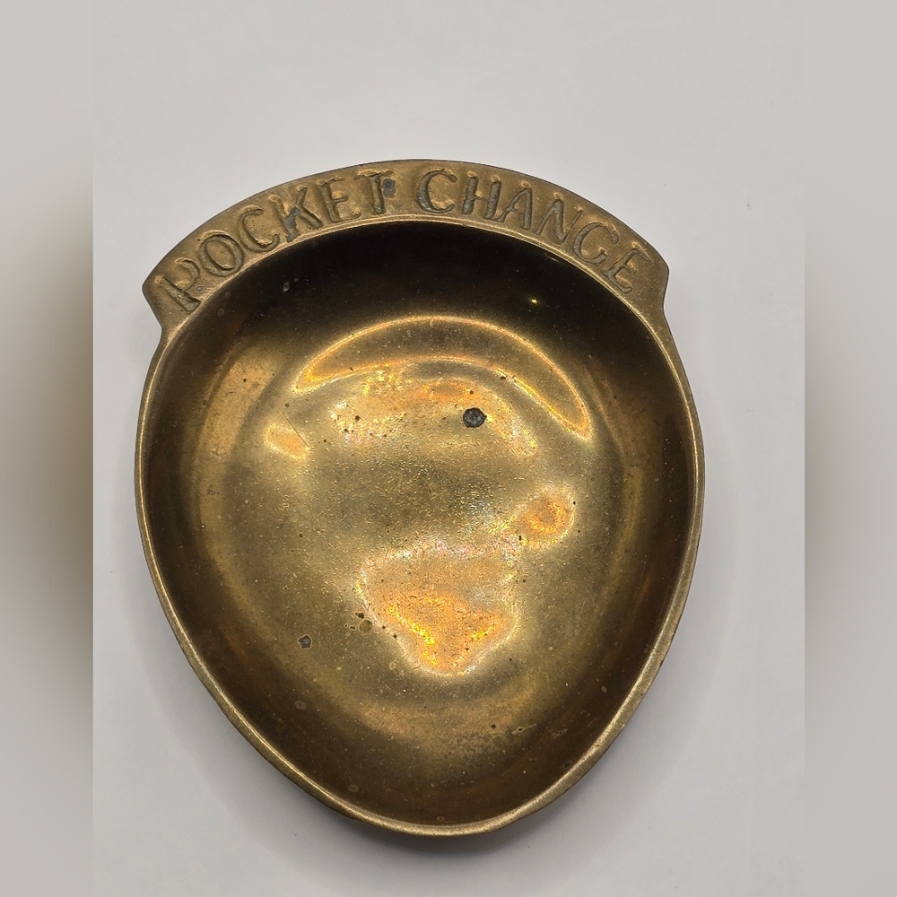 Vintage Brass Pocket Change Coin Trinket Dish Tray